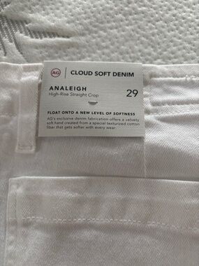 New with tags AG high rise straight crop white denim